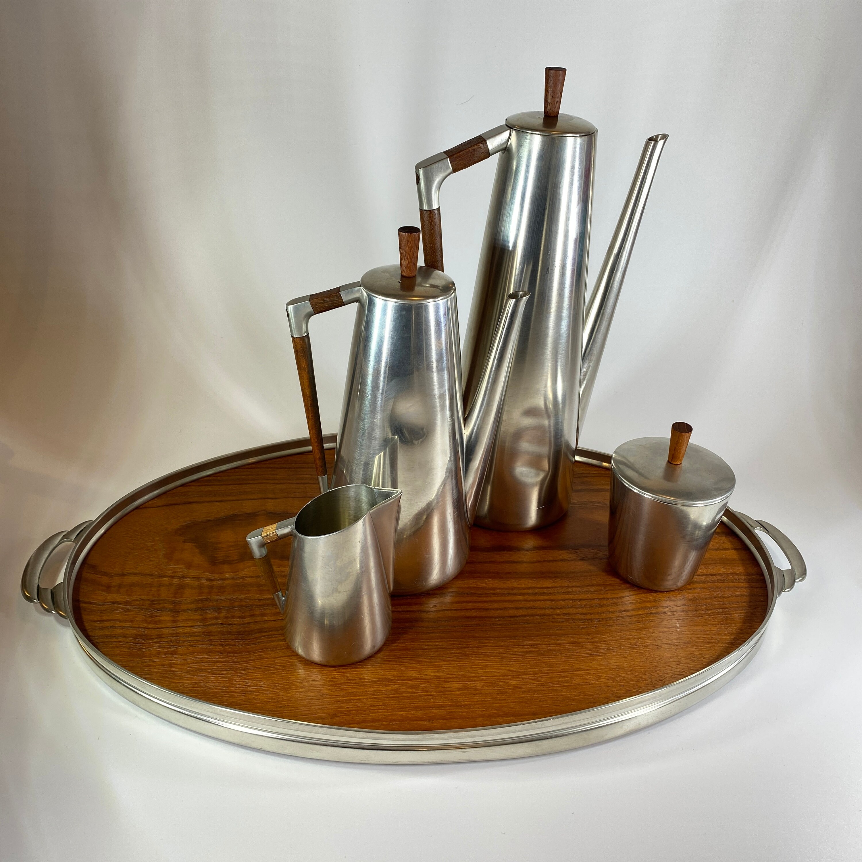 1960' S Royal Holland KMD Tiel Daalderop Pewter and Teak Coffee