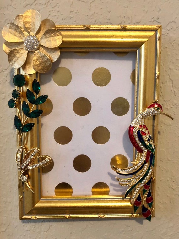 Peacock S Plume Gold Frame Brooches Rhinestone Pin Gold Frame Brooches Rhinestone Pin