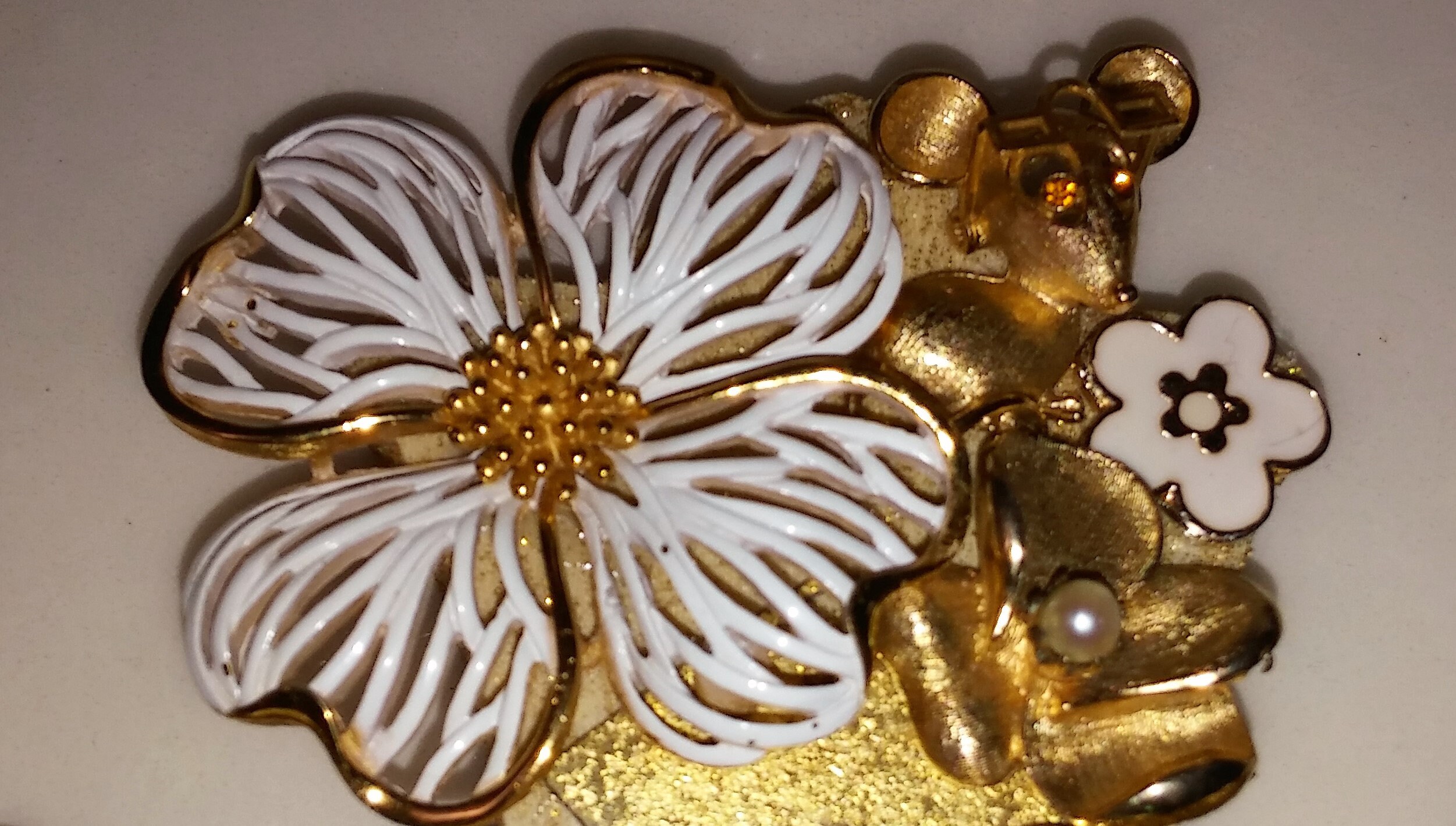 Gold white jeweled cross wall hanging wedding anniversary Etsy