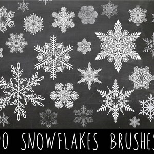 20 pinceaux Photoshop de flocons de neige - Silhouettes de flocons de neige - Beaux pinceaux Photoshop - Pinceaux de Noël - Pinceaux de Noël