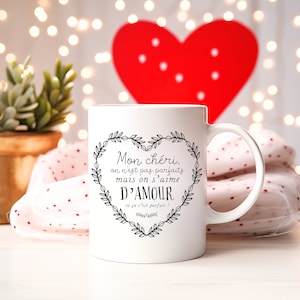 Tasse &#39;Amour Parfait&#39; - Un Cadeau Unique für Amoureux lors de la Saint-Valentin | Tasse en Céramique | Impression Coeur et Texte