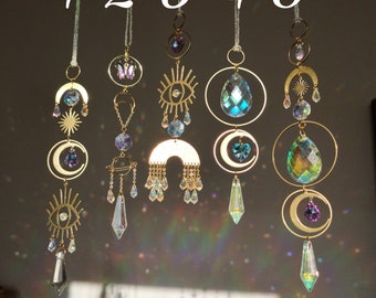 Hanging Suncatcher Fenster Anhänger Auto brass messing gold Hippie witchy magical sun catching pendant car window sparkling crystals shiny