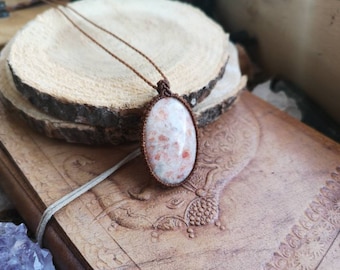 Piedra solar Sunstone sonnenstein Kette Anhänger Macrame makramee macramee cristal natural Edelstein Heilung Geschenk Hippie Boho heilstein