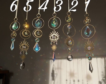 Hanging Suncatcher Fenster Anhänger Auto brass messing gold Hippie witchy magical sun catching pendant car window sparkling crystals shiny