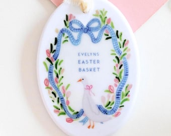 Personalised Easter Basket Tag, Easter Decoration, Keepsake Gift, Handmade Easter Ornament, Easter Egg Hunt, Easter Gift, Easter Tree,Spring
