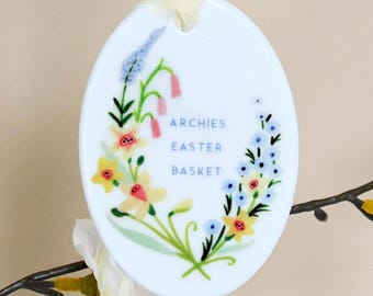 Etiqueta personalizada para cesta de Páscoa, decoração de Páscoa, lembrança, enfeite de Páscoa feito à mão, caça aos ovos de Páscoa, presente de Páscoa, árvore de Páscoa, primavera