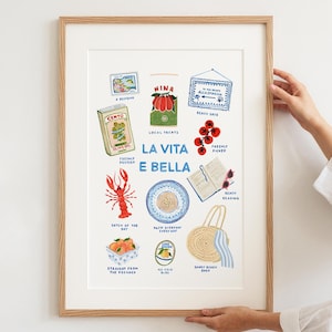 Arte murale italiana, arte murale per cucina, La Dolce Vita, stampa sulla Costiera Amalfitana, poster italiano, decorazioni dopamine, stampa di viaggio, inaugurazione della casa, eclettico e alla moda