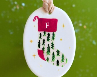 Adorno de monograma personalizado, adorno con inicial personalizado, decoración con letras, adorno para la primera Navidad del bebé, regalo de recuerdo, Navidad vintage