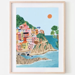Cinque Terre Travel Print, Italy Art Print, Travel Gift, Travel Poster, Europe Print, Italian Coast, Italian Riviera, Housewarming Gift