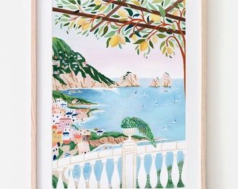Capri Art Print, Italy Art Print, Amalfi Coast, Travel Gift, Travel Poster, Italian Coast, Anniversary Gift, Housewarming, Wedding Gift