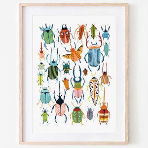 Beetle Print, Insect Print, Nursery Wall Art, Bugs Print, Kids Room Decor, Animal Nursery, Bugs Art, Woodland Nursery, Gift for Him
