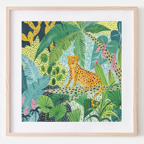 Leopard Print / Botanical Print / Jungle / Safari / Nursery Wall Art / Botanical Illustration / Tropical Art / Jungle Print/Cheetah/Wall Art