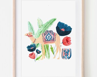 Cammello / Arte murale per cameretta dei bambini / Marocchino / Stampa cammello / Boho / Arredamento per la casa / Arredamento per cameretta dei bambini / Arredamento Boho / Arte animale / Arredamento marocchino