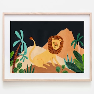 Lejonet stjärnteckentryck, horoskop, konstellation, lejonillustration, astrologi, botaniskt tryck, present till henne, väggkonst för barnrum