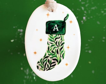 Adorno de monograma personalizado, adorno con inicial personalizado, decoración con letras, adorno para la primera Navidad del bebé, regalo de recuerdo, Navidad vintage
