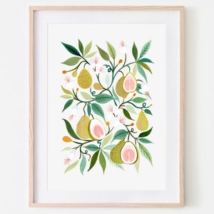 Guava Art Print, Fruit Print, Botanical Print, Kitchen Decor, Wall Art, Kitchen Art Print, Guava Poster, Modern Farmhouse, Home Decor