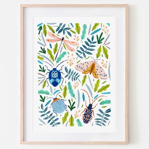 Beetle, Moth, Dragonfly and Butterfly Print, Insect Print, Nursery Wall Art, Bugs Print, Kids Room, Animal Nursery, Bugs Art, Nursery Decor