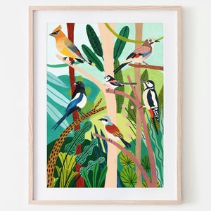 British Birds Print / Garden Birds / Botanical Illustration / Birdwatching/ Botanical Print / Nursery Wall Art / Gift for her / Nature Gift