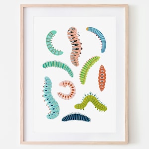 Caterpillar Print, Insect Print, Nursery Wall Art, Bugs Print, Kids Room Decor, Animal Nursery, Bugs Art, Woodland Nursery, Gift for Her
