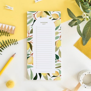 Notatnik z listą zakupów Lemon, lista zakupów, magnetyczny notatnik, planer żywności, notatnik, lista kontrolna, notatnik, notatnik, prezent dla mamy, artykuły papiernicze
