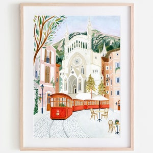 Lámina artística de Port de Soller, lámina artística de Mallorca, póster de Mallorca, arte mural de Mallorca, lámina artística de España, lámina artística de viaje, regalo de inauguración de la casa
