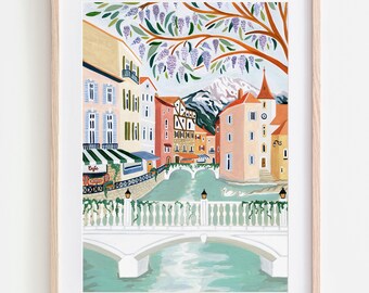 Annecy Art Print, France Wall Art, France, Parisian Poster, Home Decor, France Gift, Travel Gift, Travel Poster, Europe, Housewarming