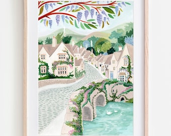 Cotswolds England Art Print, Castle Combe Art Print, English Countryside Wall Art, Cottage Core, London Wall Art, English Landscape