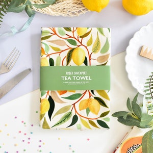 Lemon Tea Towel, Kitchen Towel, Kitchen Decor, New Home, Dish Towel, Botanical, Fruit, Housewarming Gift, Kitchenware, 100% Cotton