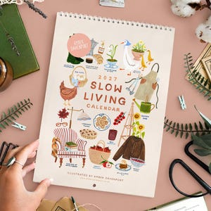 Calendar, 2027 Slow Living Calendar, Monthly Calendar, Wall Calendar, Illustrated 12 Month Calendar, Gift for her, Wall Decor, Cottage Core