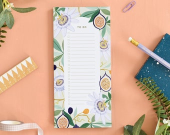 Liste de tâches fruit de la passion, bloc-notes, agenda quotidien, carnet de notes, notes, papeterie, liste de contrôle, enseignant, cadeau pour elle, bloc-notes, sous-main