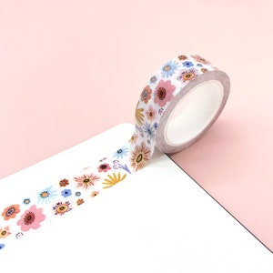 Floral Washi Tape, Eco friendly Tape, Flowers, Stationery, Bullet Journal, Planner, Masking Tape, Decorative Tape, Scrapbooking, Spring