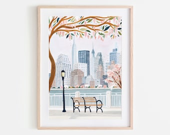 New York Art Print, NYC Poster,  NYC Skyline, America Art Print, New York Poster, New York Gift, New York Decor, Travel Poster, Housewarming