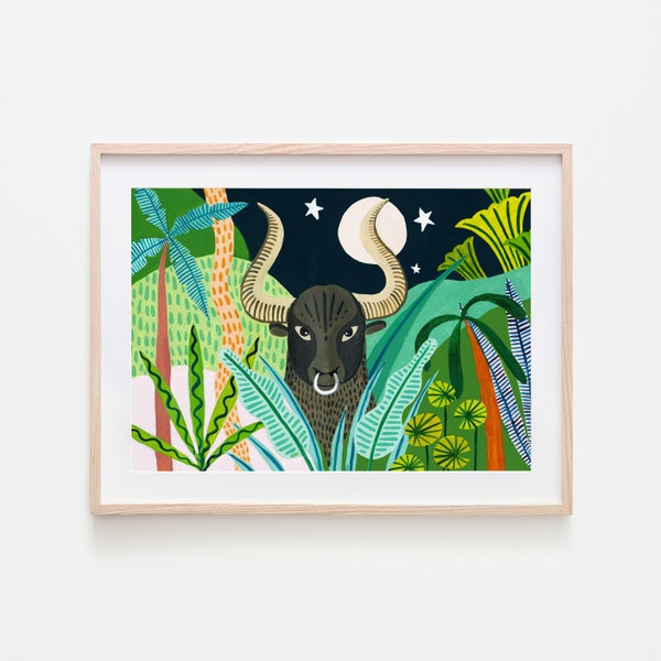 Stampa zodiacale Toro, oroscopo, costellazione, illustrazione del toro, astrologia, regalo per lei, arte della parete della scuola materna