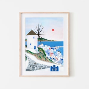 Mykonos Art Print, Greece, Mykonos Wall Art, Travel Print, Travel Poster, Europe Print, Wall Decor, Housewarming Gift, Anniversary Gift