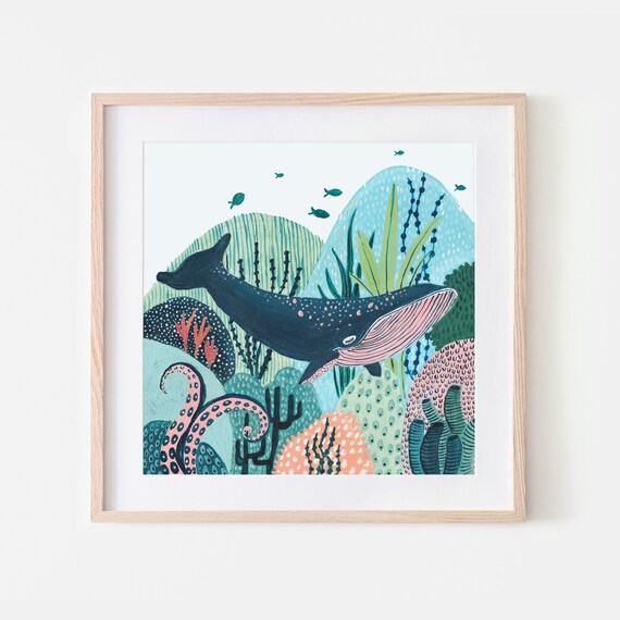 whale wall art nursery