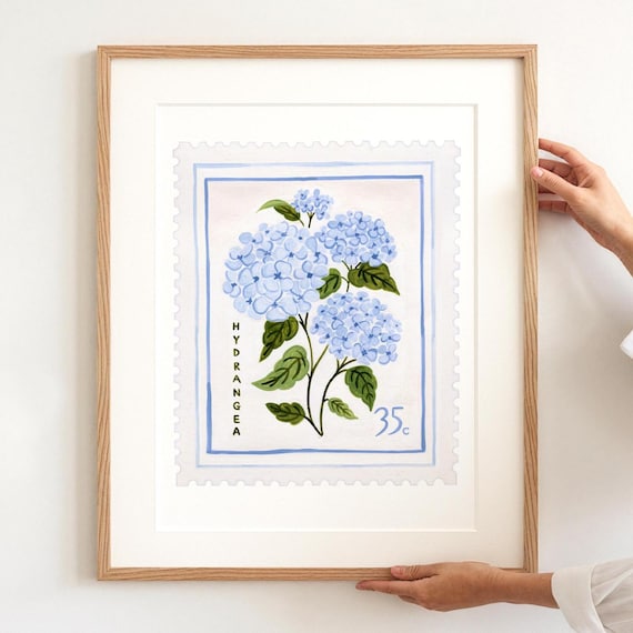 Hydrangea Print, Coquette Poster, Kitchen Wall Art, Grandmillenial, Cottagecore, French Cottage, Chinoiserie, Grandma Gift, Nancy Meyers
