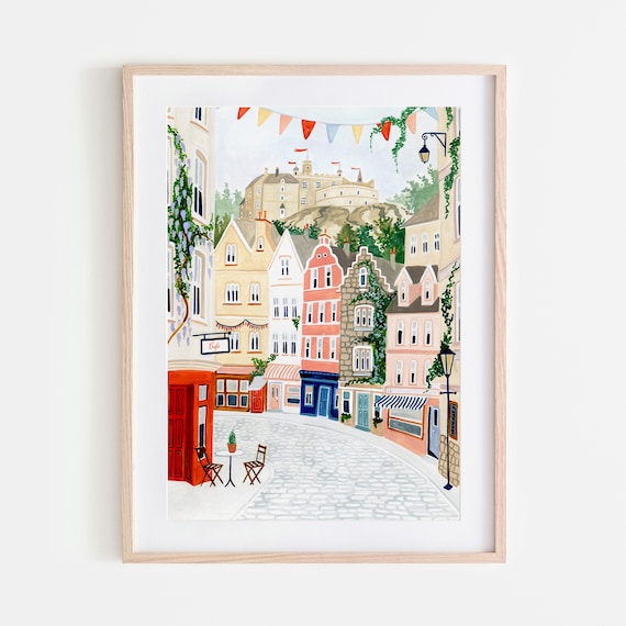 Edinburgh Poster Scotland Art Print City Wall Art Apartment Kitchen Wall Art Gallery Bookish Travel Poster New Home Housewarming Gift