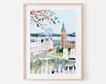 London Art Print, London Wall Art, England Art Print, London Poster, London Gift, Travel Gift, Travel Poster, Housewarming, Wedding Gift