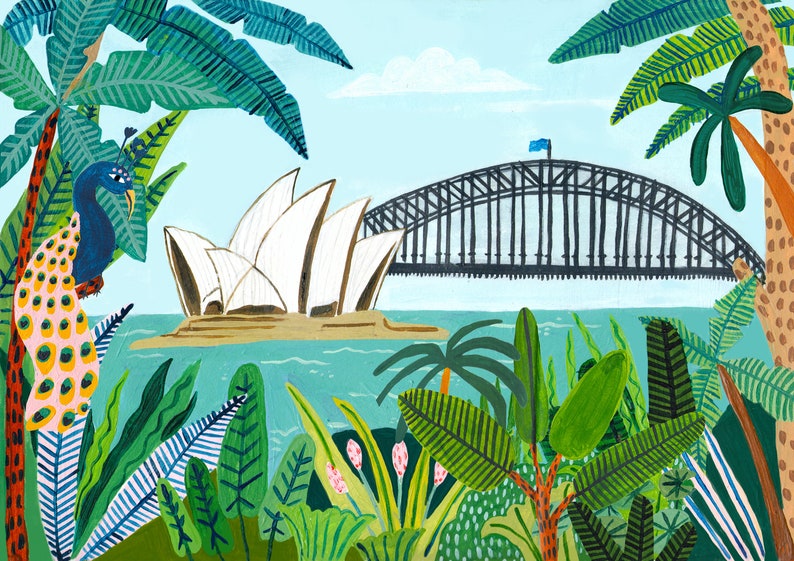 Sydney Harbour Travel Print / Australia Print / Sydney Skyline Etsy