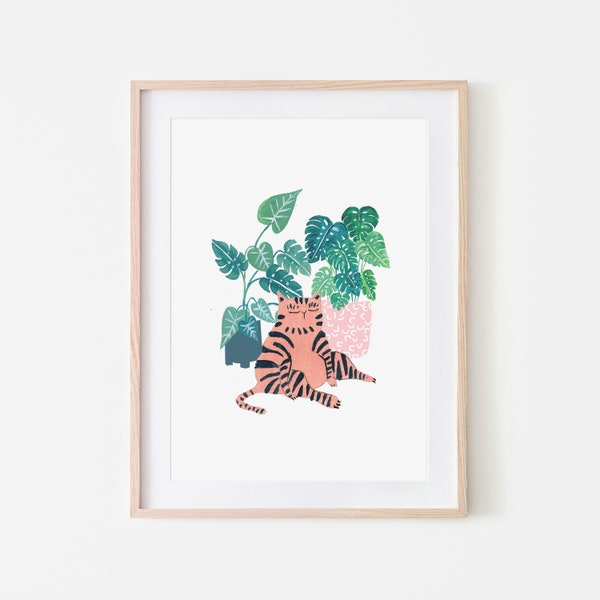 Plant Cat / Cat Art / Cat Lover Gift / Home Decor / Cat Print / Gift for her / Cat / Cat Decor / Wall Art / Dorm Decor / Cat Illustration