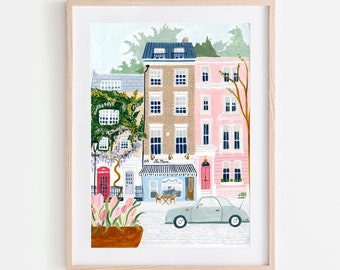 London Art Print, Notting Hill Art Print,  London Wall Art, England Art Print, London Poster, London Gift, Travel Gift,Poster, Housewarming