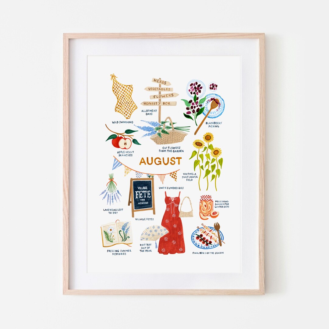 August Print Summer Wall Art Kitchen Decor Colorful Art Print Trendy ...