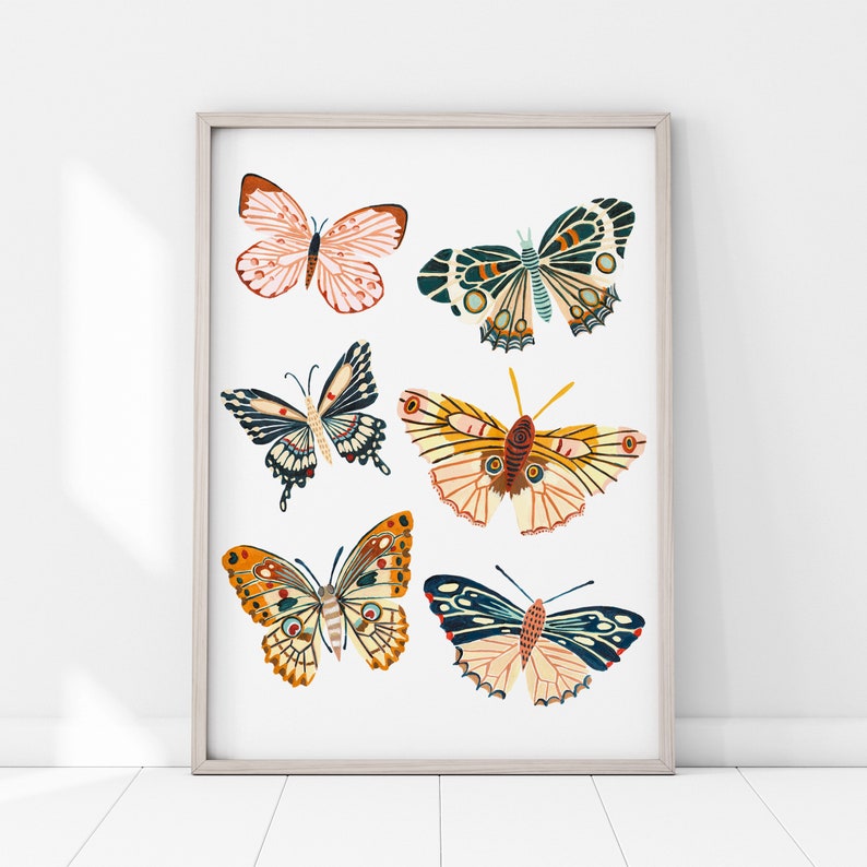 Butterfly Wall Art, Insect Print, Nursery Wall Art, Bugs Print, Kids Room Decor, Animal Nursery, Bugs Art, Woodland Nursery, Gift for Her image 4