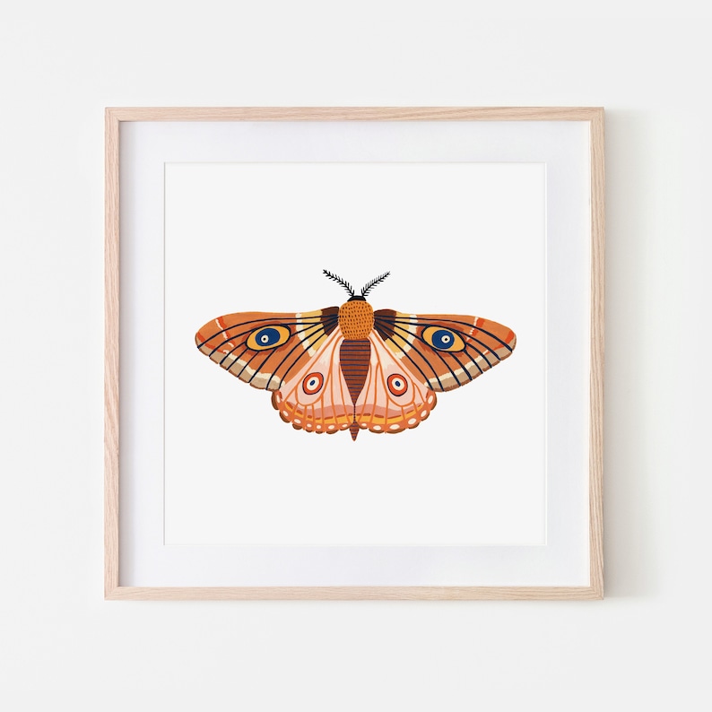 Autumn Moth Print, Insect Print, Butterfly, Nursery Wall Art, Bugs Print, Kids Room Decor, Animal Nursery, Bugs Art, Woodland Nursery, Fall image 1