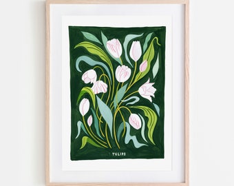 Tulip Art Print, Flower Market Print, Floral Gallery Wall Art, Botanical, Floral Poster, Vintage Botanical Art Print, Amsterdam, Home Decor