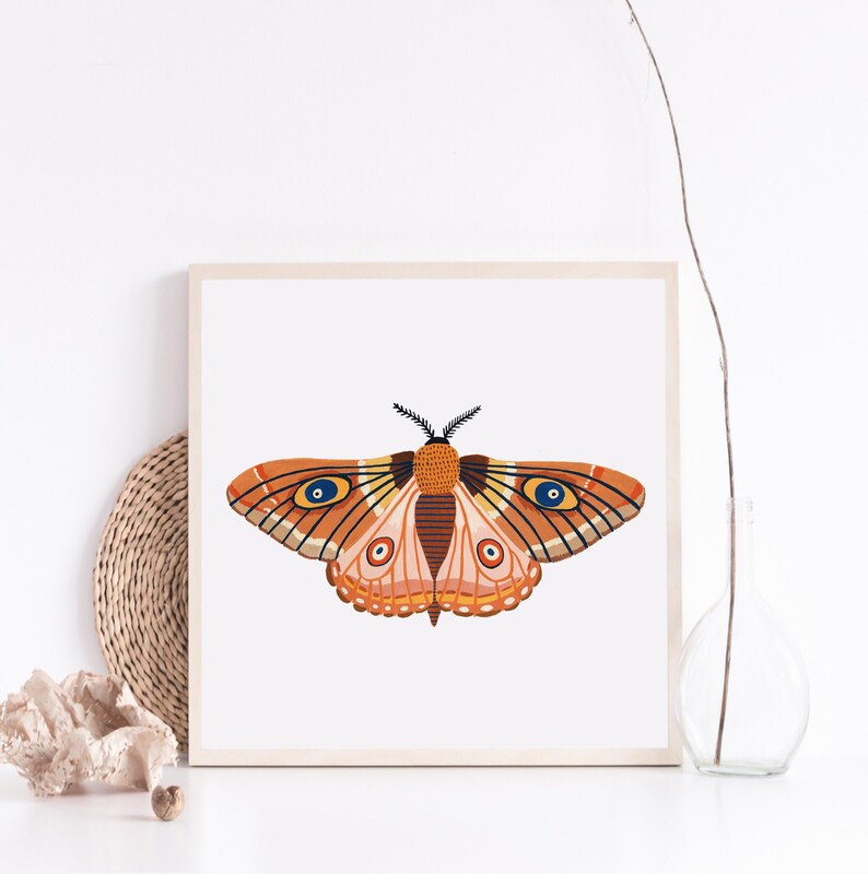 Autumn Moth Print, Insect Print, Butterfly, Nursery Wall Art, Bugs Print, Kids Room Decor, Animal Nursery, Bugs Art, Woodland Nursery, Fall image 3