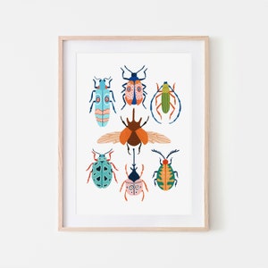 Vibrant Beetle Print, Insect Print, Nursery Wall Art, Bugs Print, Kids Room Decor, Animal Nursery, Bugs Art, Woodland Nursery, Gift for Him
