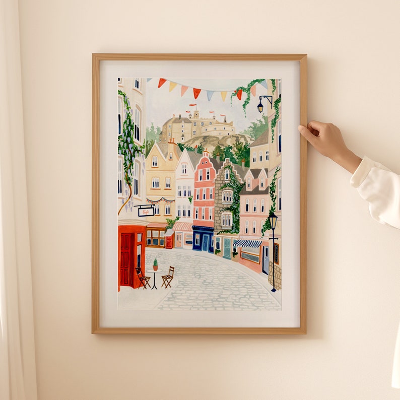 Edinburgh Poster Skottland Konsttryck Stadsväggkonst Lägenhetskök Väggkonst Galleri Bokinspirerad Reseaffisch Nytt Hem Inflyttningspresent bild 6