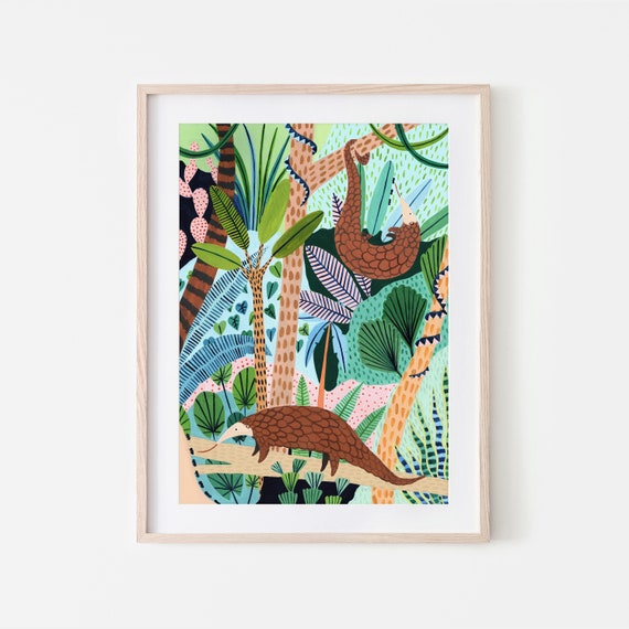 Pangolin Print Jungle Illustration Botanical Wall Art Etsy Pangolin Print Jungle Illustration Botanical Wall Art Etsy
