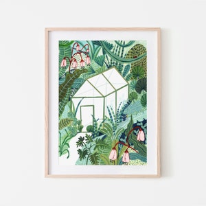 Jungle Greenhouse / Botanical Illustration / Jungle Print / Tropical / Home Decor / Dorm Wall Art/Botanical Print/Nursery Decor/Tropical Art